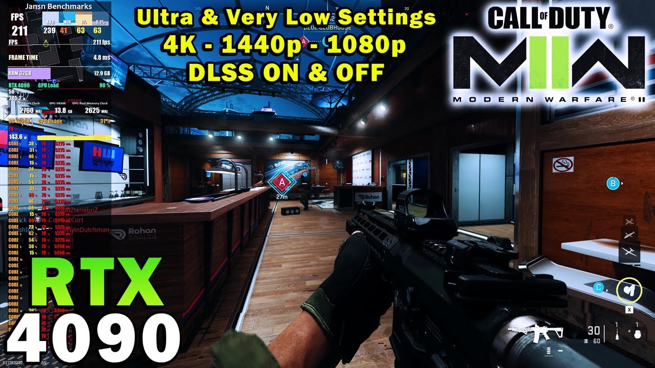 Call of Duty Modern Warfare 2 (2022) | RTX 4090 | R9 7950X | 4K - 1440p - 1080p | Max & Low Settings