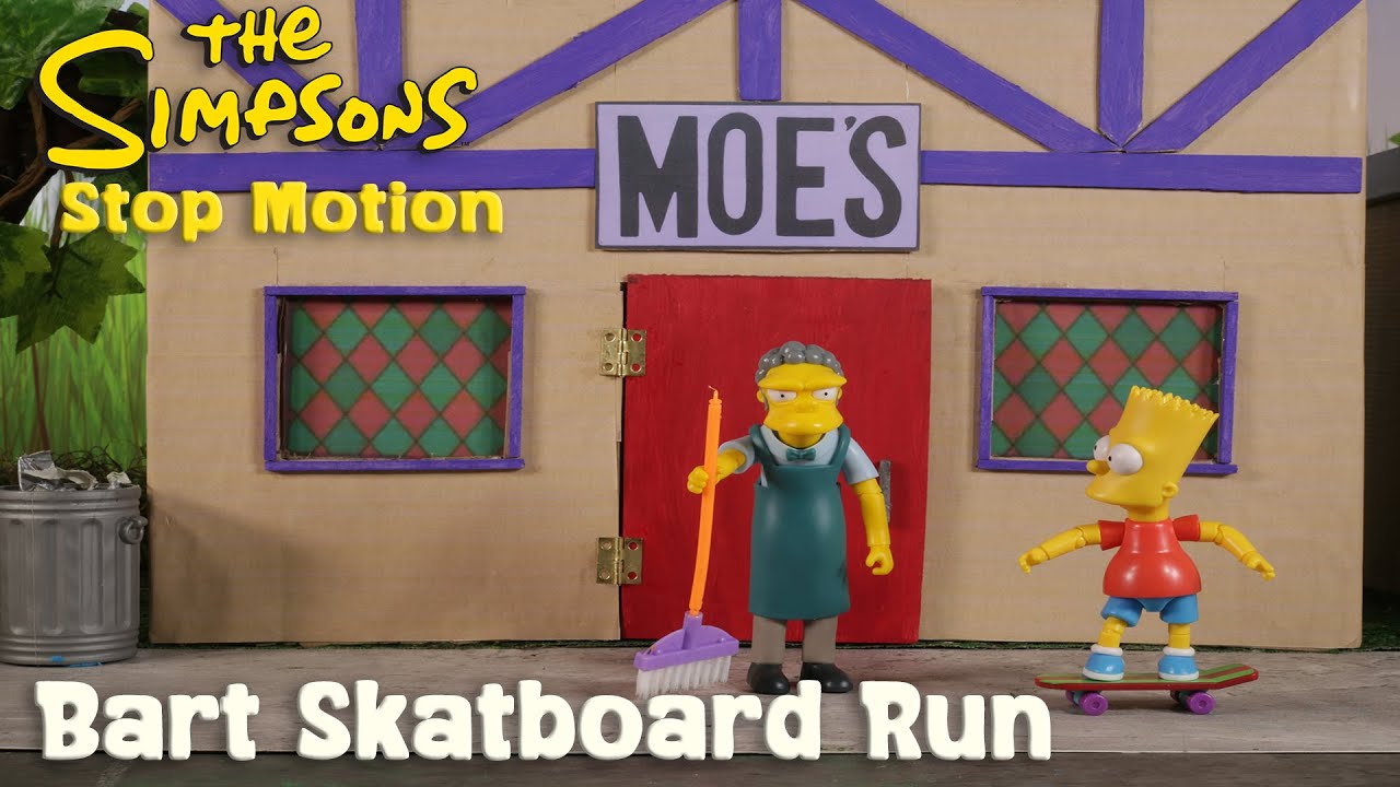 Simpsons Stop Motion | Bart Simpson Skateboard Run