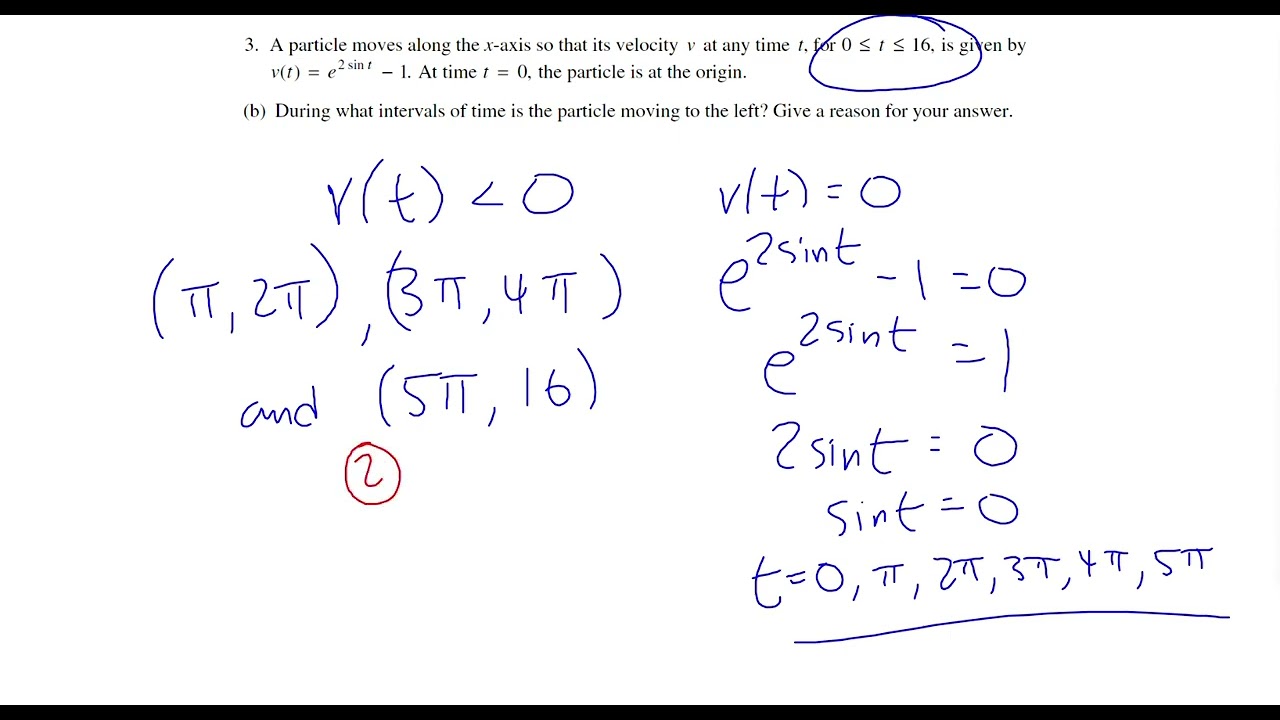 2002 Form B AP Calculus AB FRQ #3 - Motion
