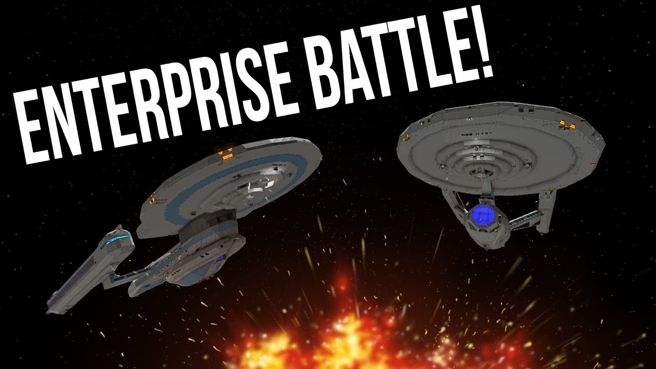 STAR TREK - Enterprise A VS Enterprise B - Space Engineers BATTLE!