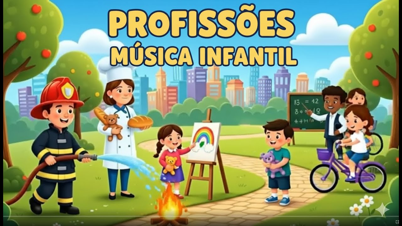 Profissões Divertidas 👩‍🚒👨‍⚕️ – Música Infantil Educativa para Dançar e Brincar
