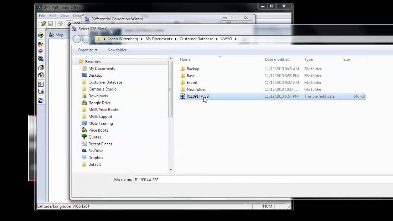 Trimble GPS Pathfinder Office and Convert to Rinex: Post Processing using a Rinex format base file