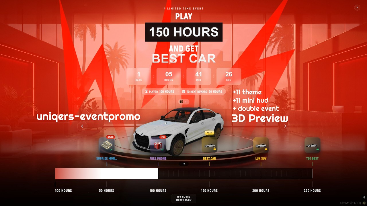 FiveM Playtime Rewards Script | Play & Earn Vehicles, Items, Money [QBCore, ESX, Qbox]