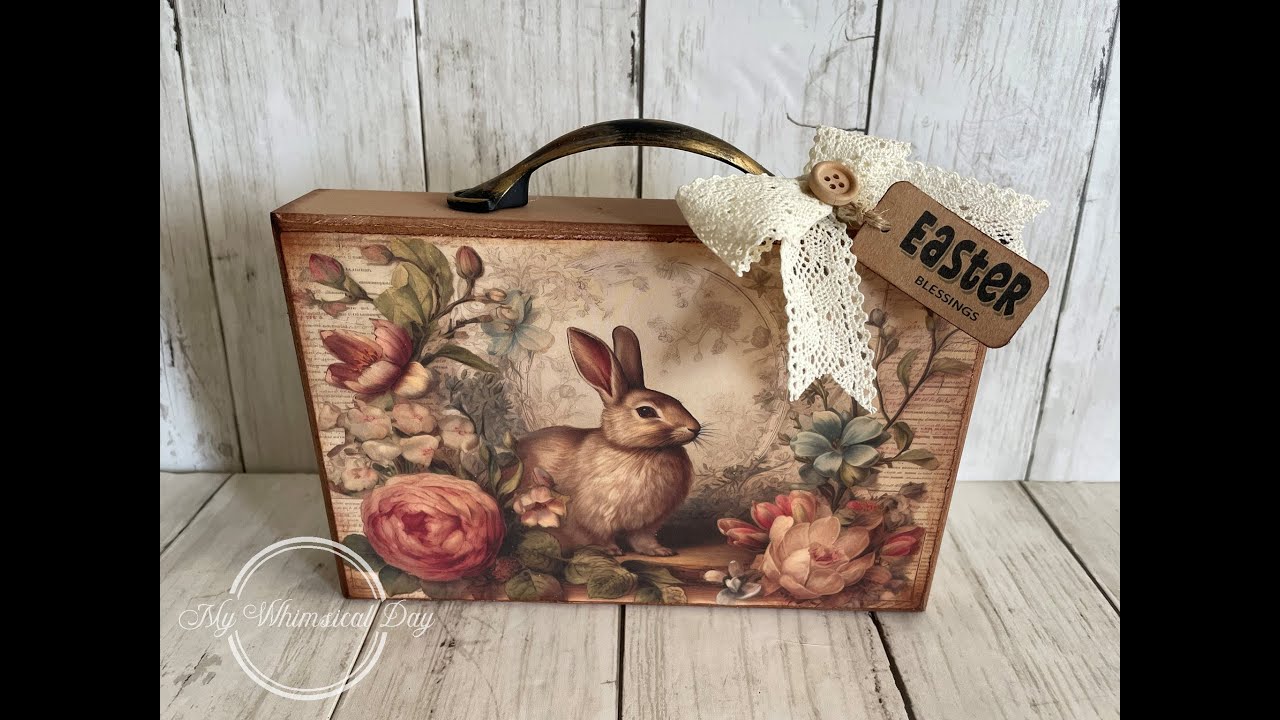 Sweet, Vintage Bunny on an old box sign! Upcycle for the win!