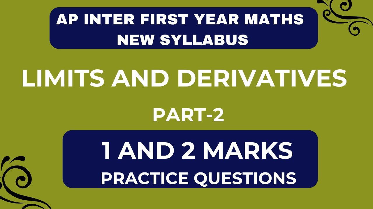 AP Inter First Year Limits and Derivatives 1 and 2 Marks Imp Questions Part - 2 (NEW Syllabus)