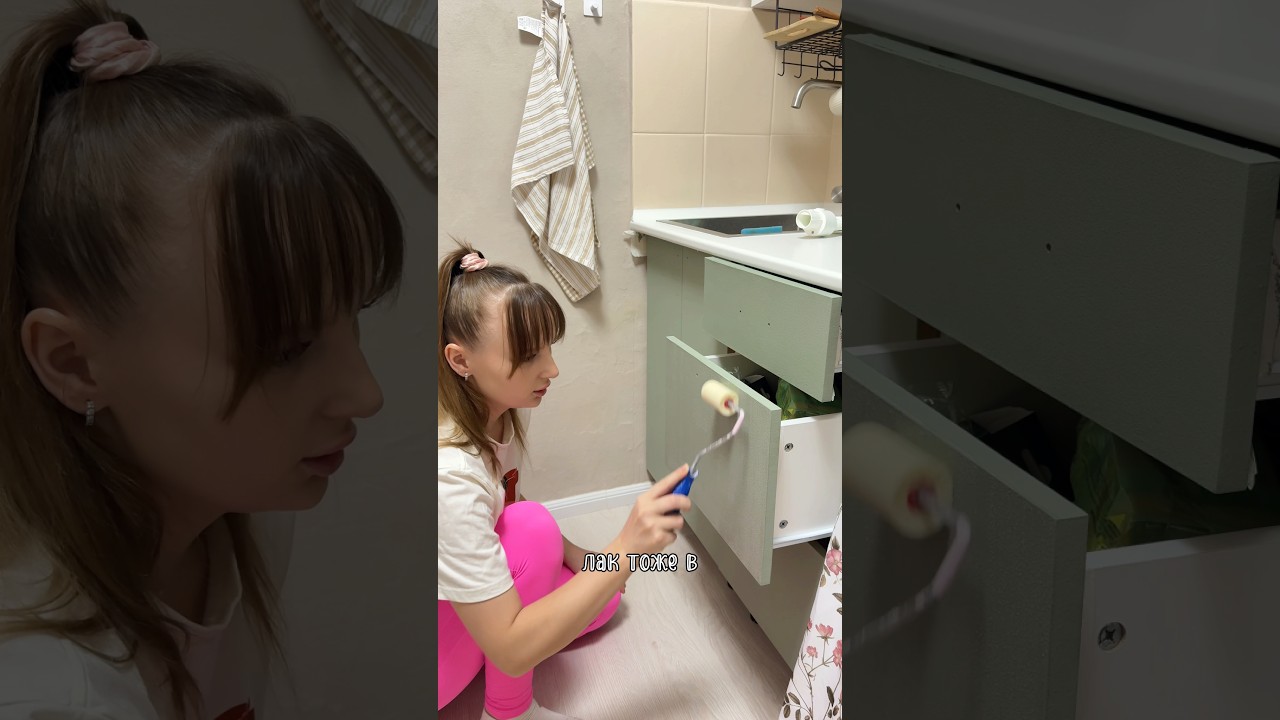 Перекрасила кухонный гарнитур #ремонтвхрущевке #ремонтсвоимируками #ремонткухни #перекраска