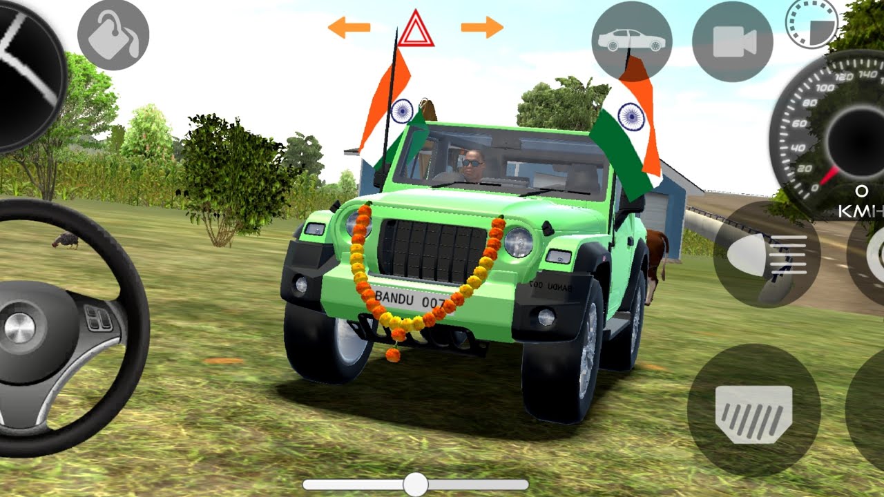 Modified Driving Mahindra Thar👿 Games: Green Thar ( Gadi Wala Game ) | Calm Off-Road Gameplay 
