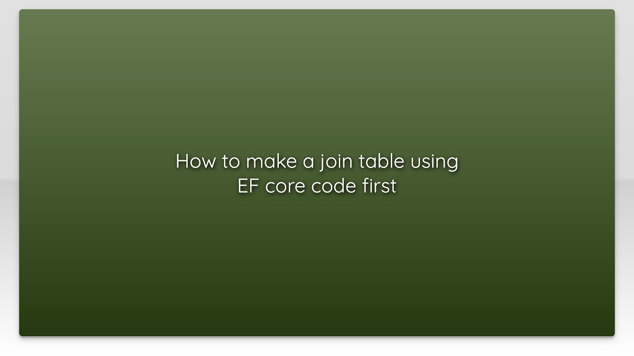 How to make a join table using EF core code first