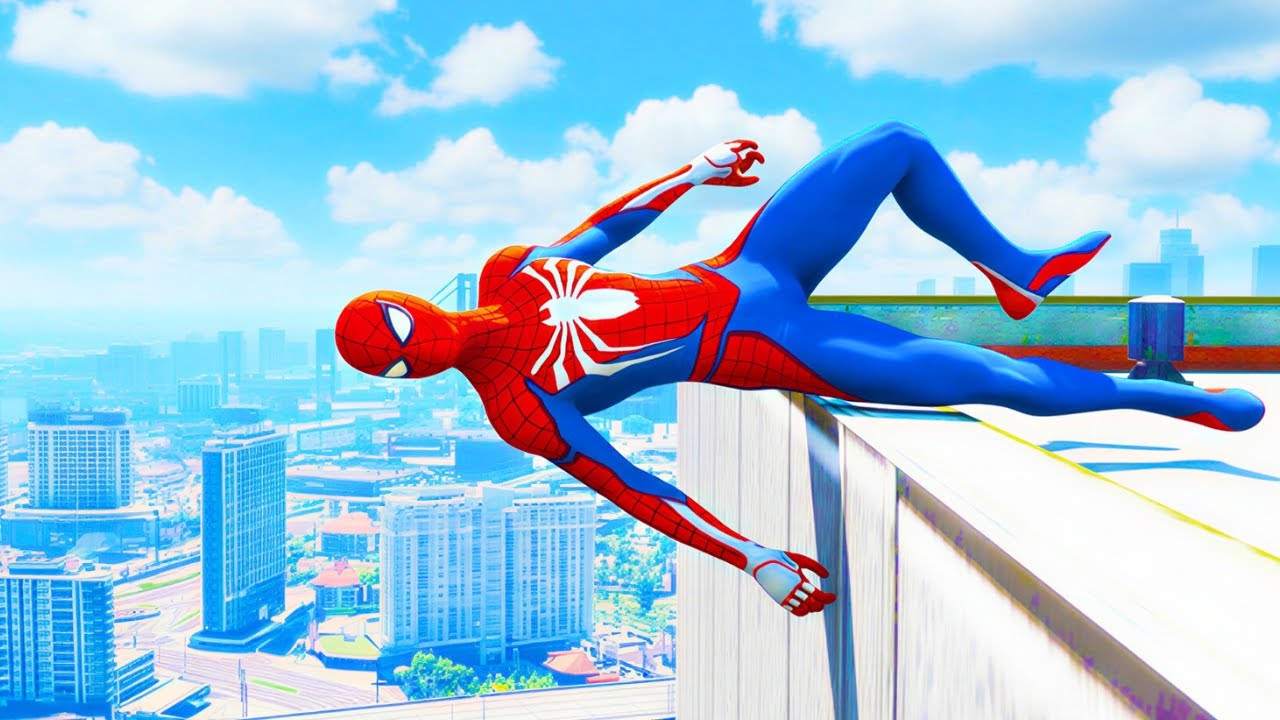 SPIDER-MAN CRAZY JUMPS/FALLS #58 (GTA 5 Spiderman Fails)