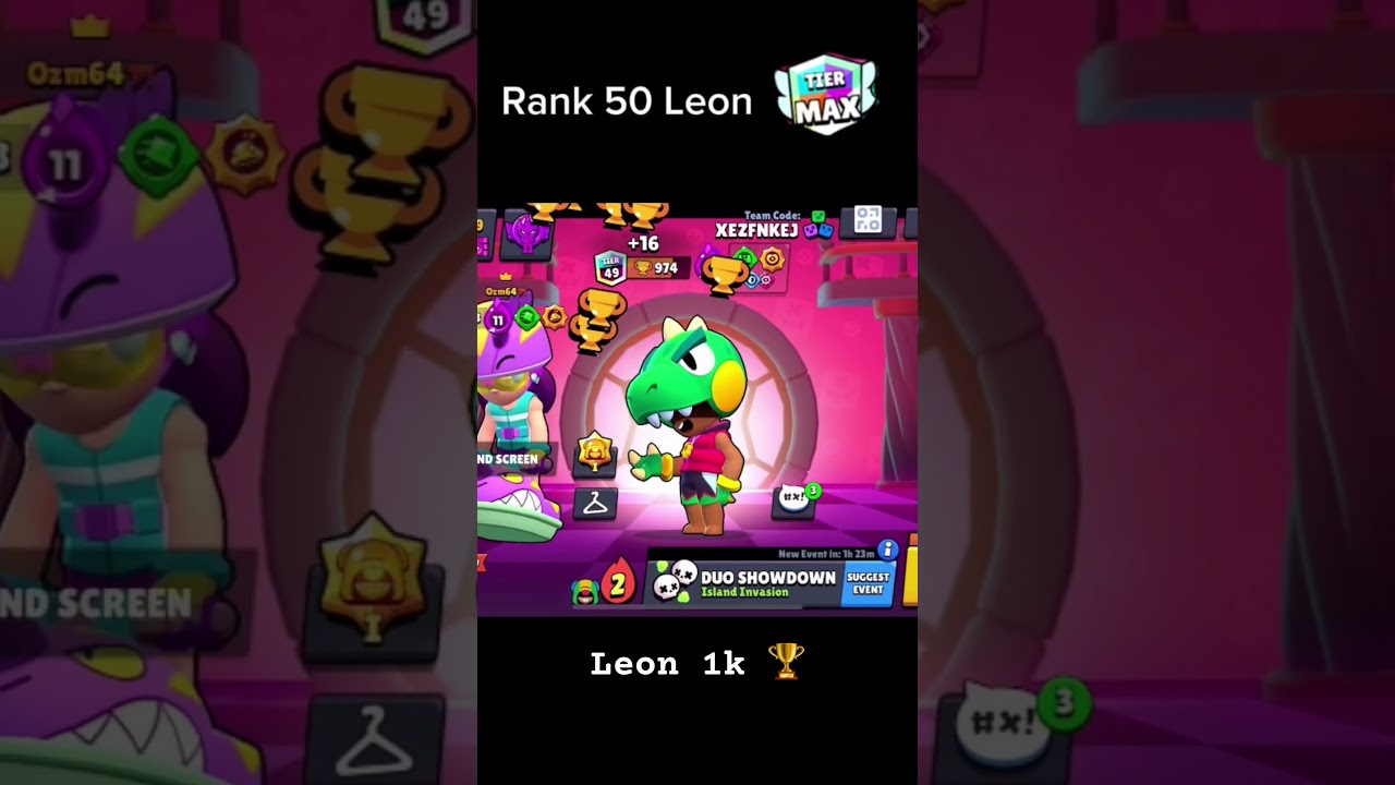 Leon 1k 🏆 #brawlstars #leon #maxrank