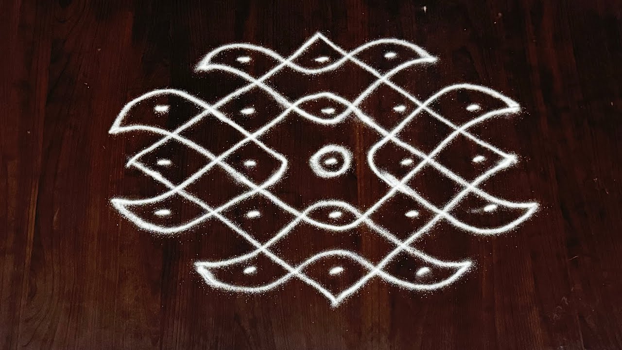 | Simple Daily Rangoli | 5*3*3 Dots Melikala Muggulu | perfect rangoli |