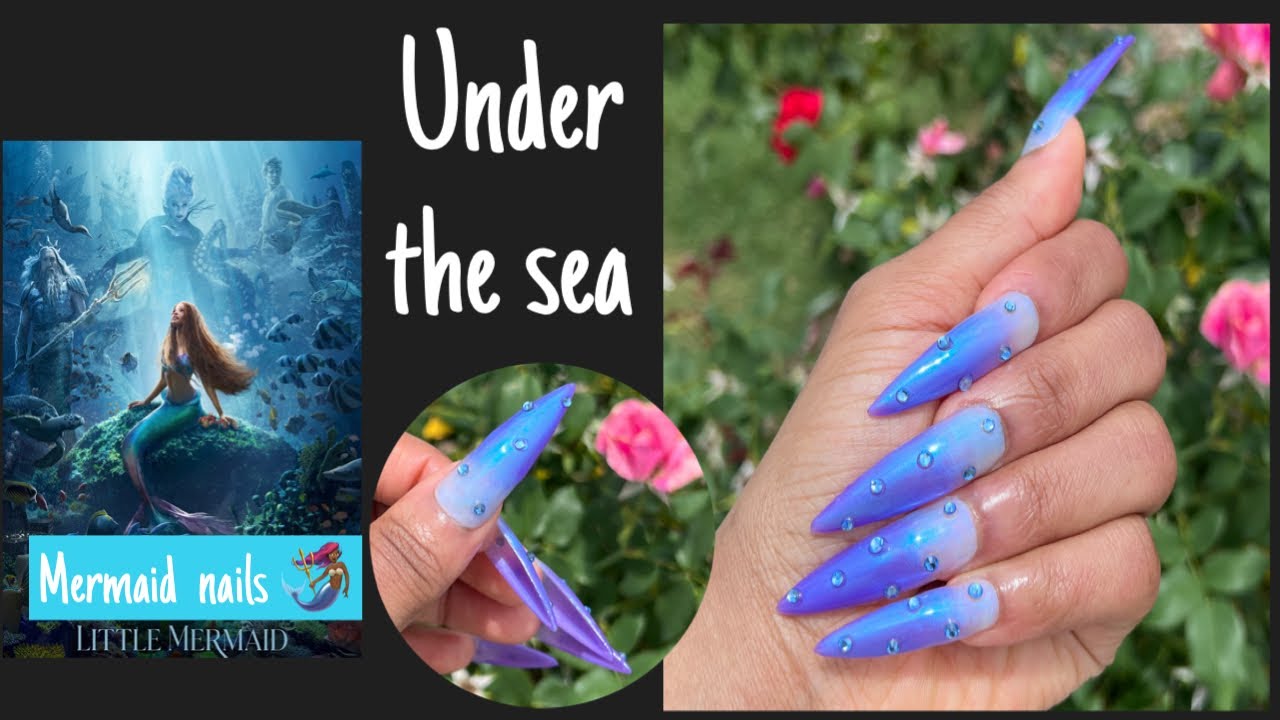 The Little Mermaid nails 🧜🏾‍♀️ with MADAM GLAM | FAST and EASY ombré at home summer nails