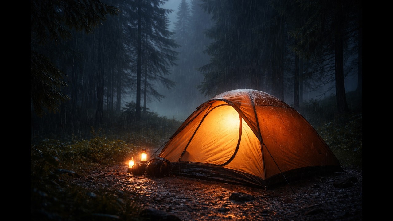 Rain on a Tent at Night ⛺️🌧️ | Cozy Camping Rain Sounds For Sleep (8 Hours)