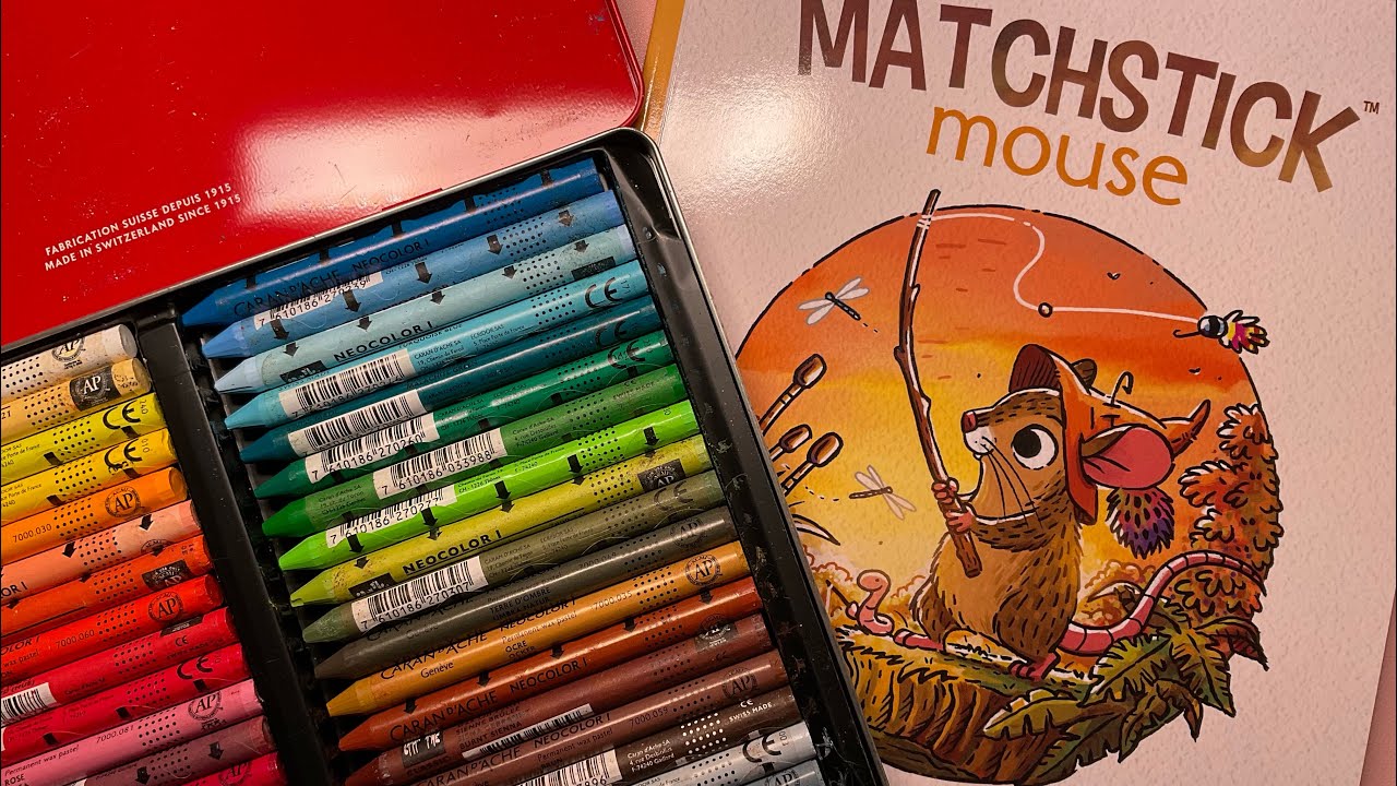 Using Neocolor I in Matchstick mouse | Adult Colouring