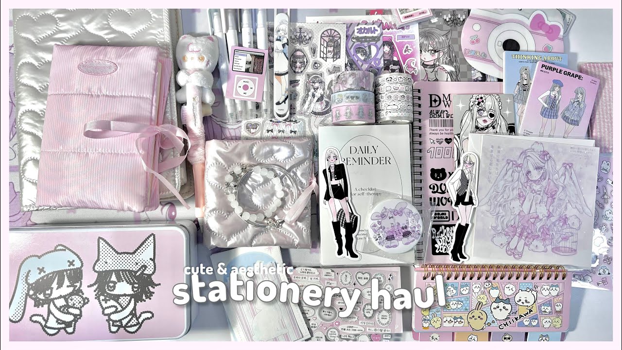 ASMR Huge Stationery Haul 🍥 chill & aesthetic unboxing┊korean illustrator, a lot of cute stuff ♡