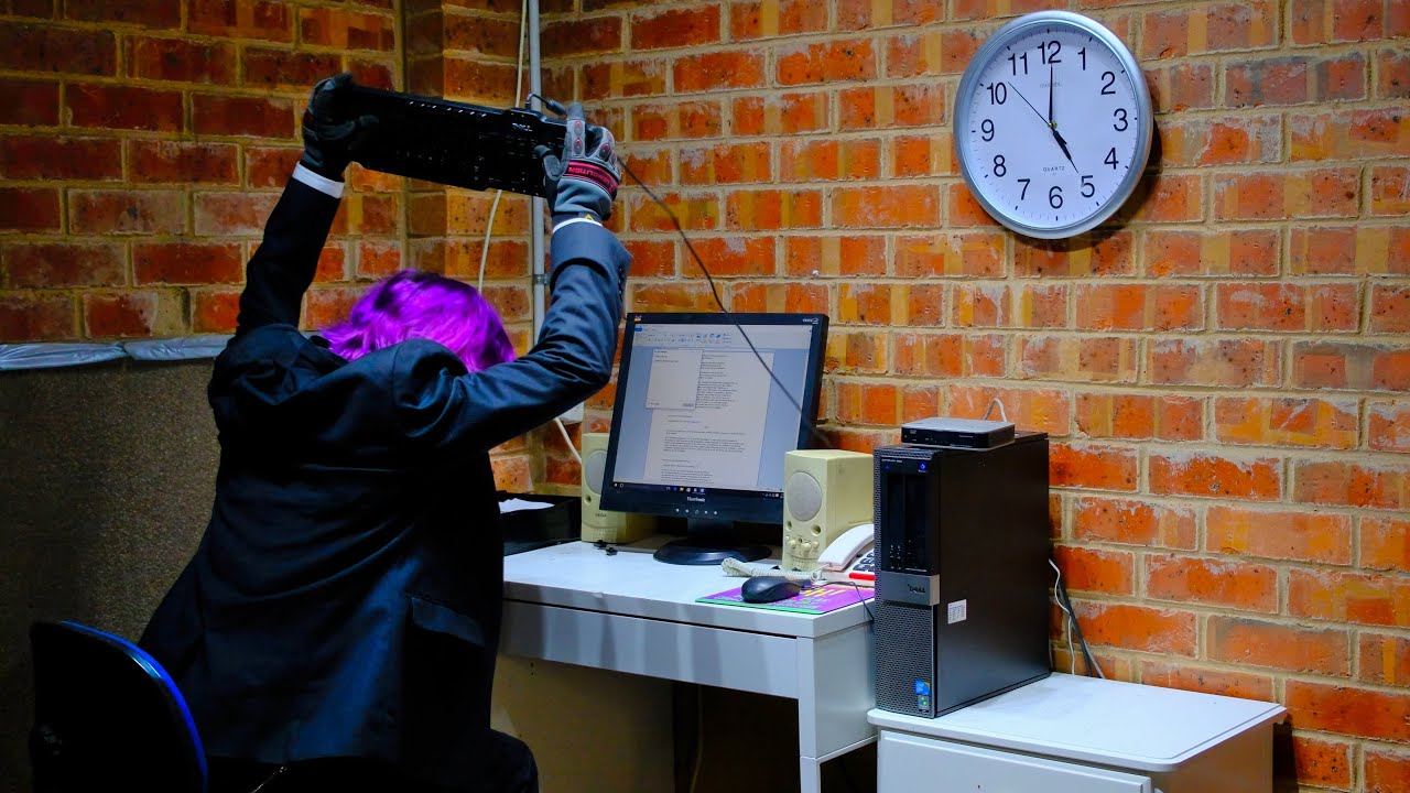 Angry Office Man Destroys Another Dell Computer