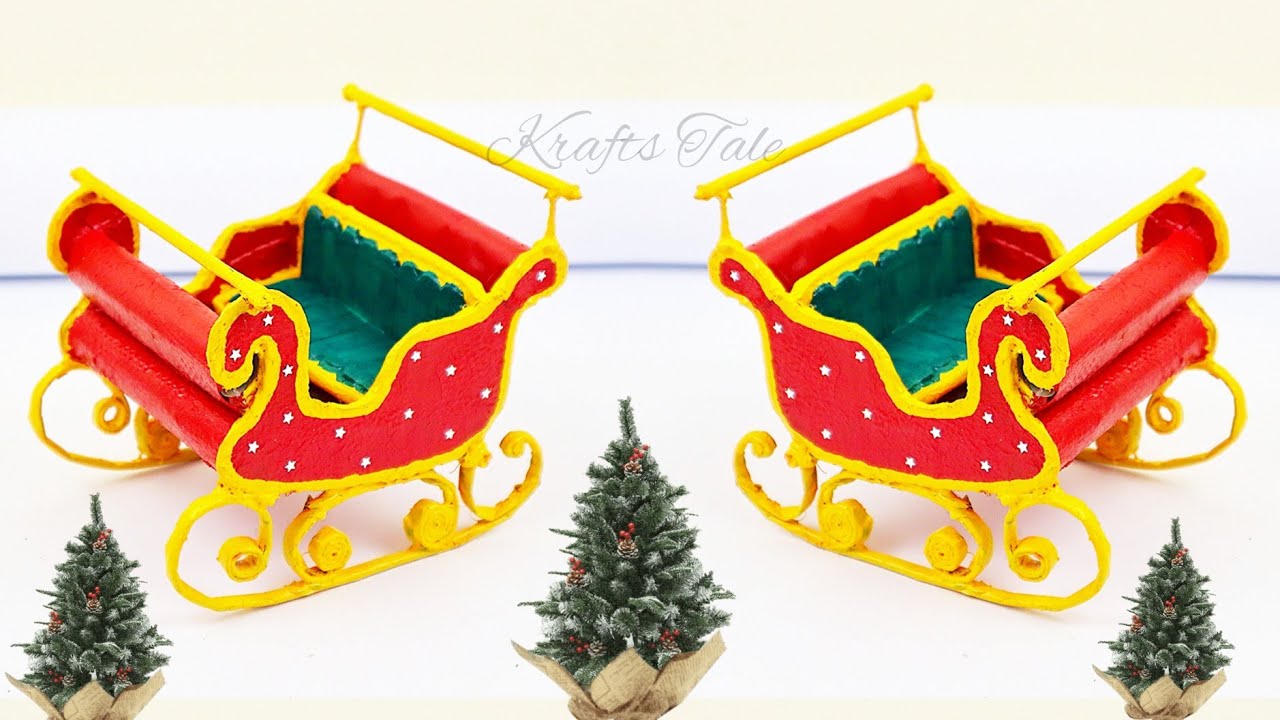 How To Make Santa Claus Sleigh Cart | Santa Sleigh Christmas Decorations | @CraftsTalebyManisha