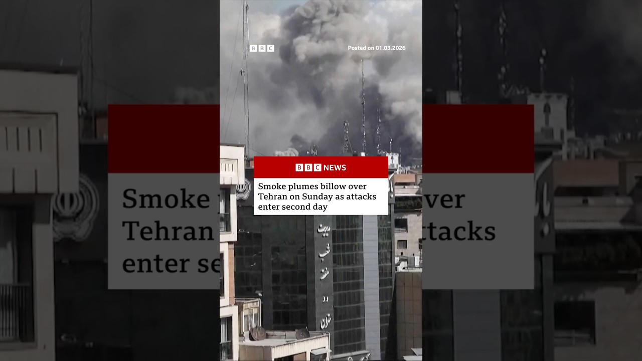 Smoke seen rising above Tehran skies on second day of Israeli and US strikes on Iran. #BBCNews