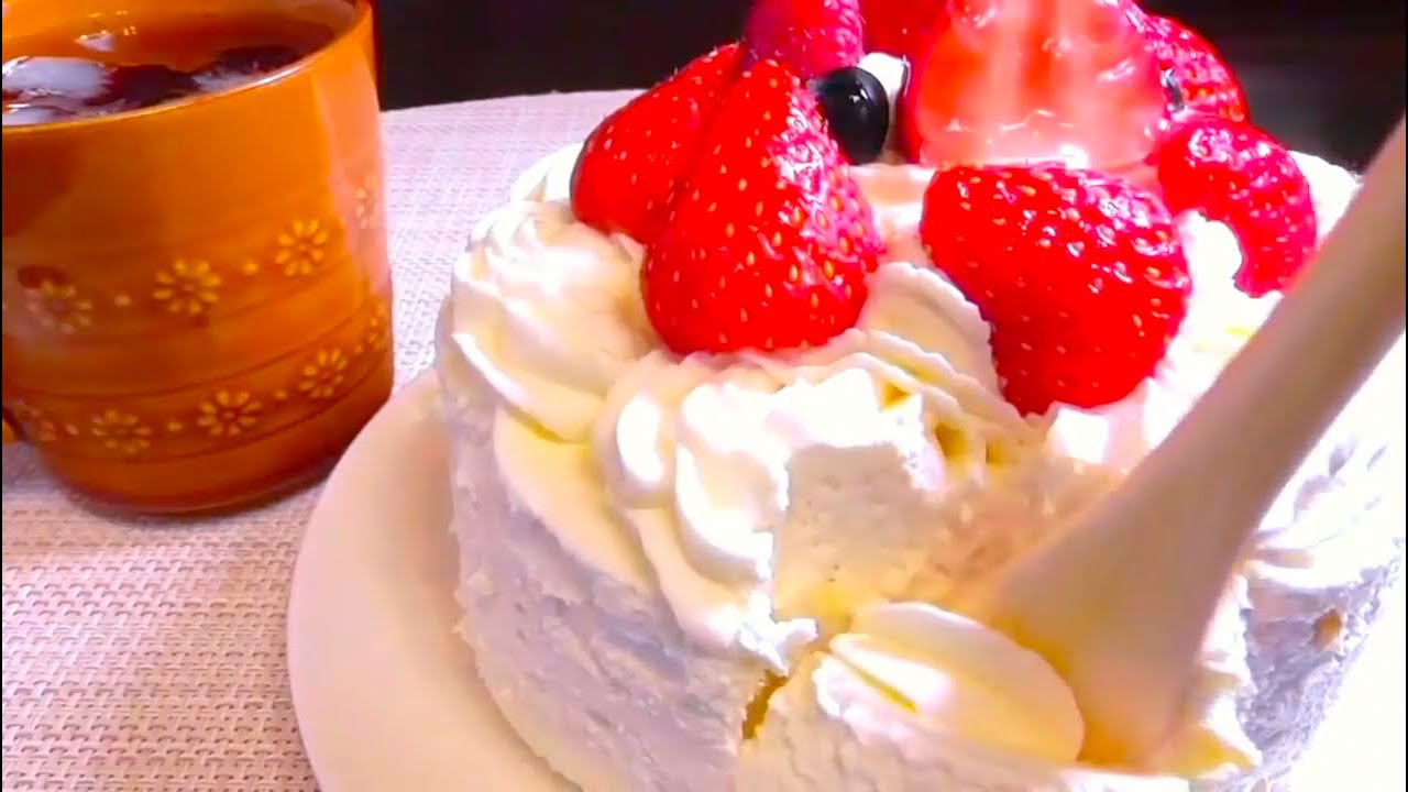 [ASMR] いちごのホールケーキ / 咀嚼音 Eating Sounds