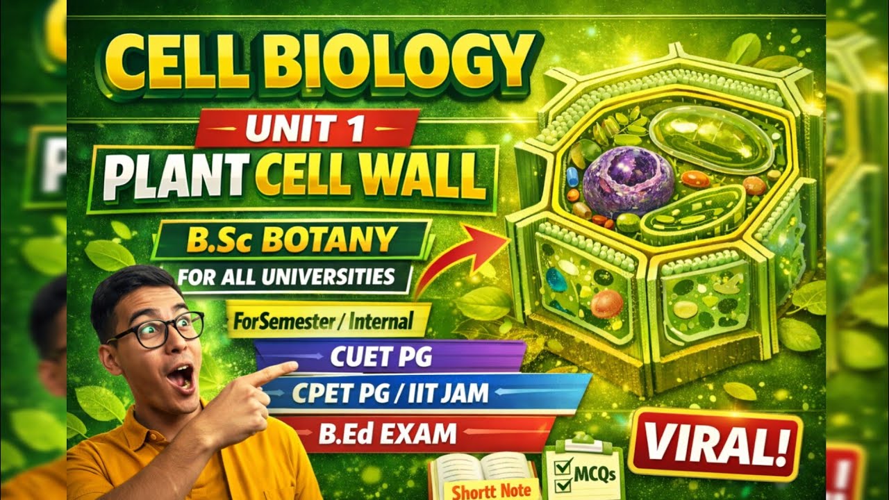 Plant cellwall ☘️ | Cell Biology unit 1📌 | Crack CUET PG, CPET, IIT JAM 🎯 | #viral #youtube #video 