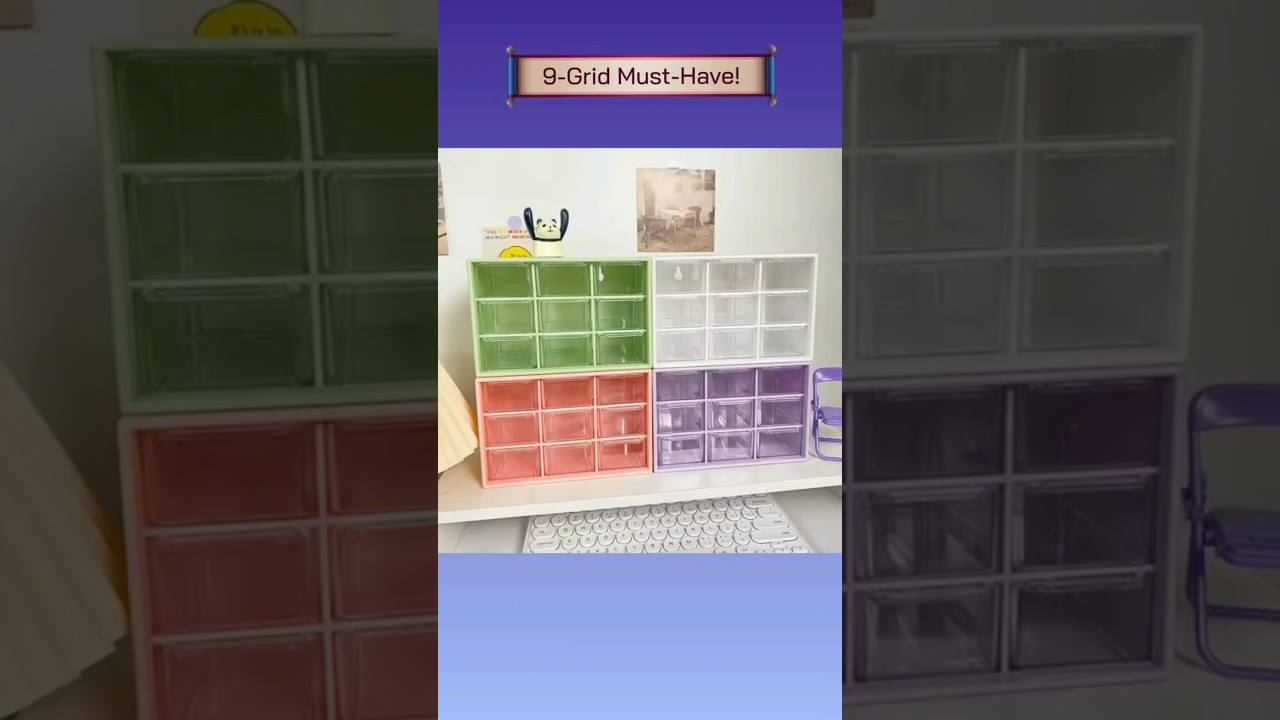 9 Grid Desk Organizer Box | Cute Storage Solution 
