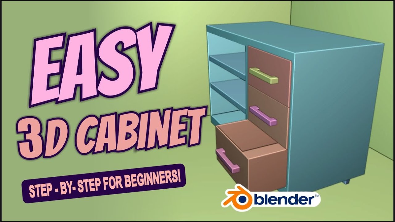 Blender Beginner Tutorial | Easy 3D Cabinet With Sliding Drawers (Satisfying Step by Step)