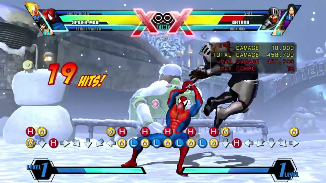 UMVC3: Spider-Man - Web Throw Loops on Arthur and Rocket Raccoon
