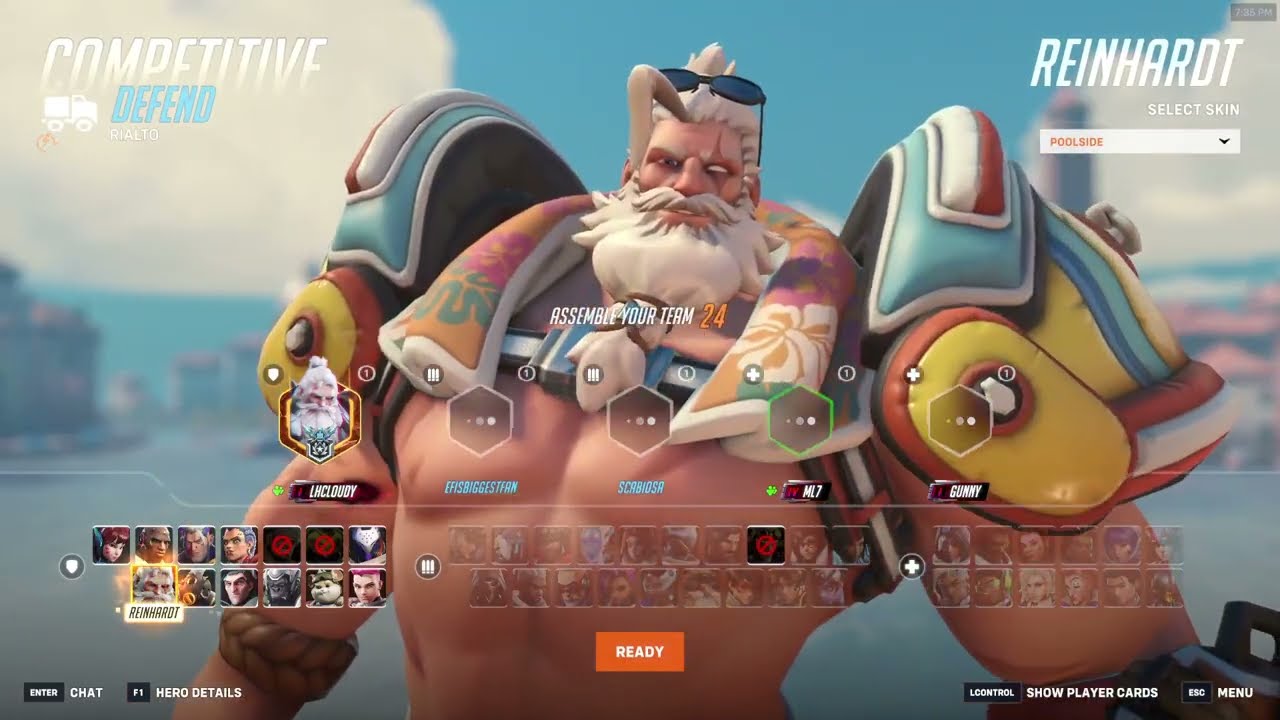 LHCLOUDY + ML7! Игровой процесс 18-го сезона OVERWATCH 2 за Рейнхардта-Бога