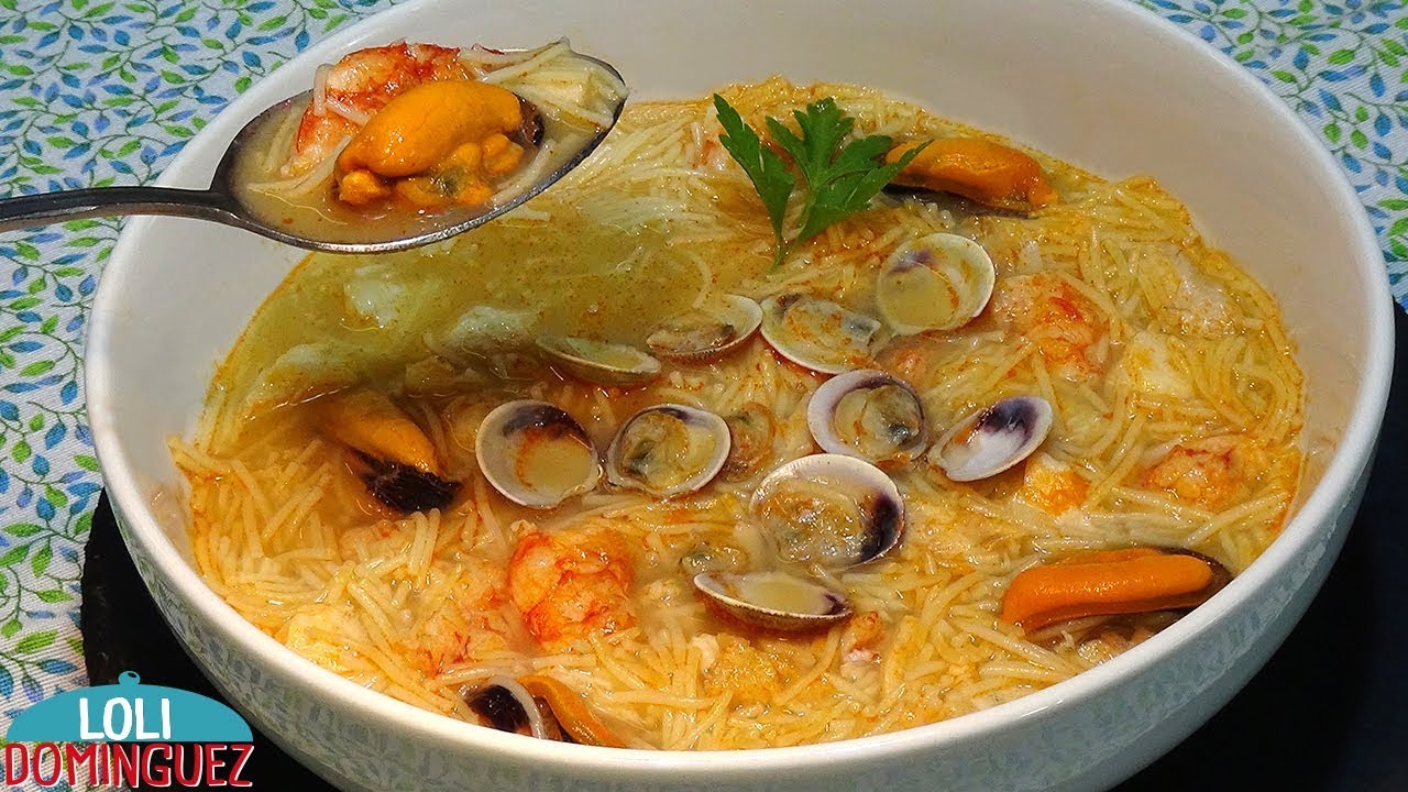 Sopa de pescado y marisco o Sopa Marinera. Receta fácil. Recetas paso a paso. Loli Domínguez