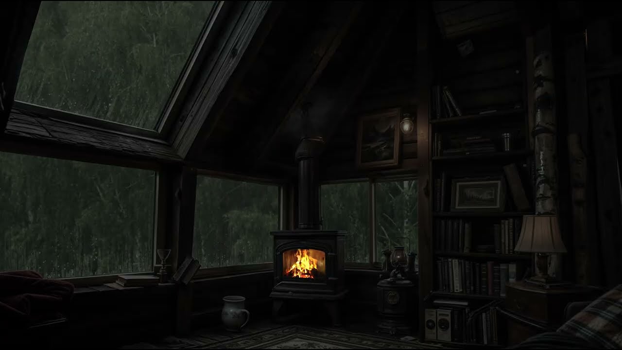 Stormy Swiss Mountain Night 🌧️🔥 | Alpensturm & Kaminfeuer in der Berghütte | Instant Sleep | No Ads