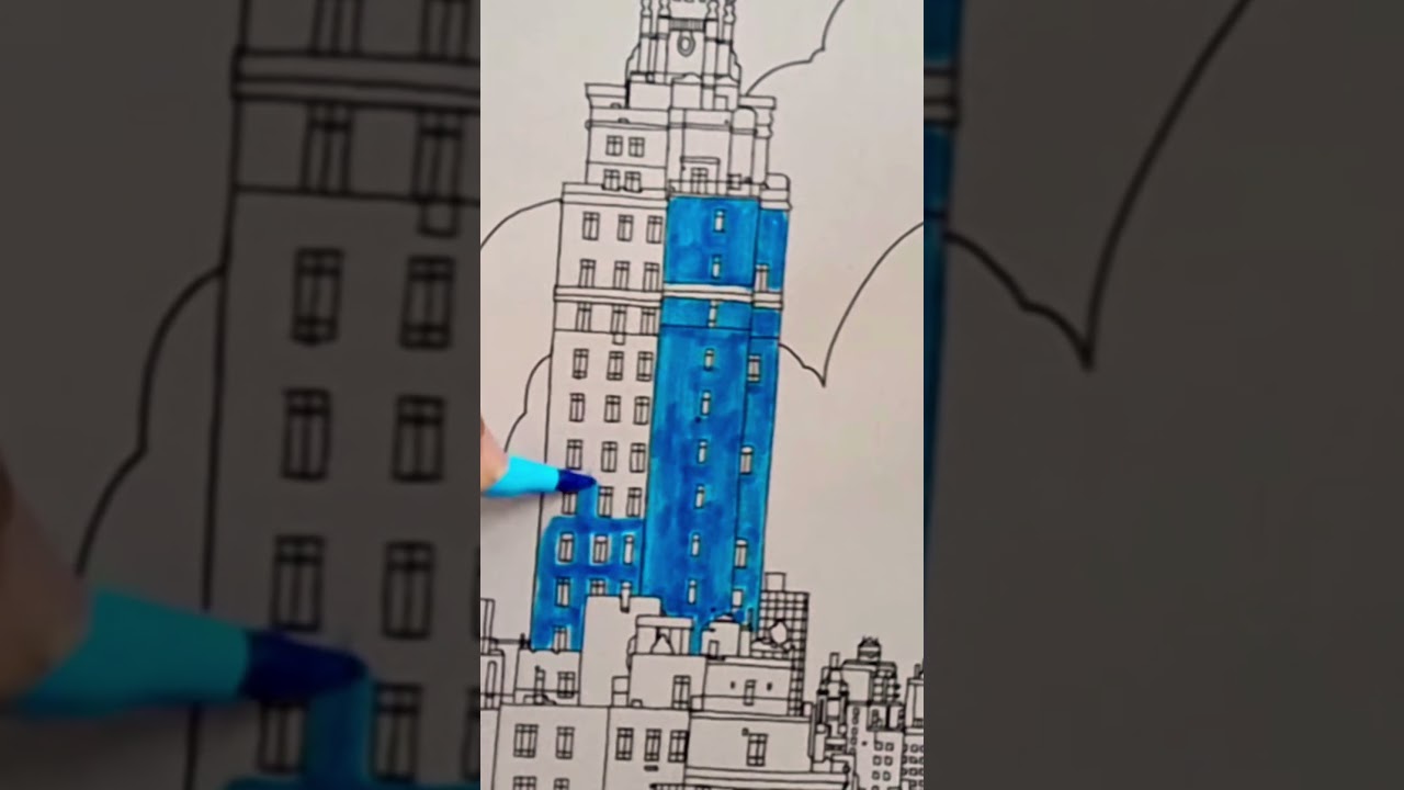 Coloring a City building in Fantastic Cities #coloringbook #adultcoloring