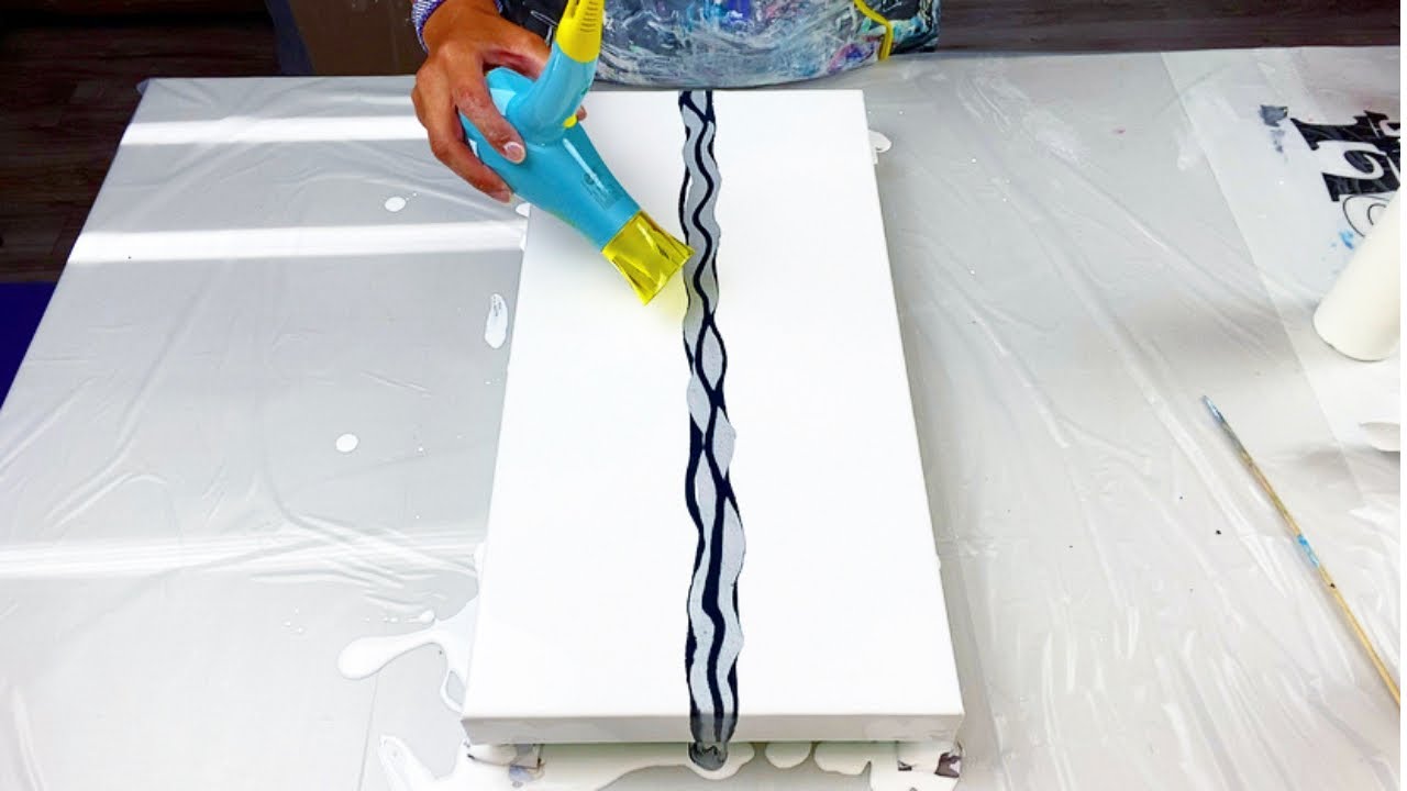 # 366 - WOW! Two Colour Blow Out | SILVER & Indigo | Acrylic Pouring Tutorial
