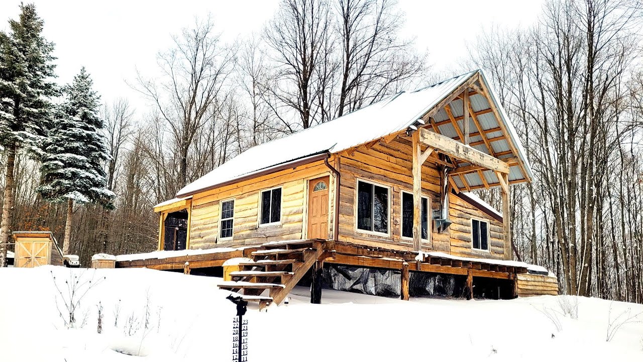 Snowed In Off Grid!!! Winter Has Arrived On The Mountain Side Off Grid Cabin - ASMR