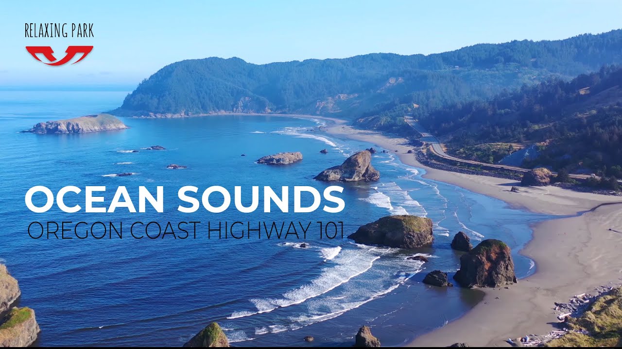 Distant Ocean Sounds for Relaxing / 4K Drone Oregon Coast Highway 101 🌊🌊🌊