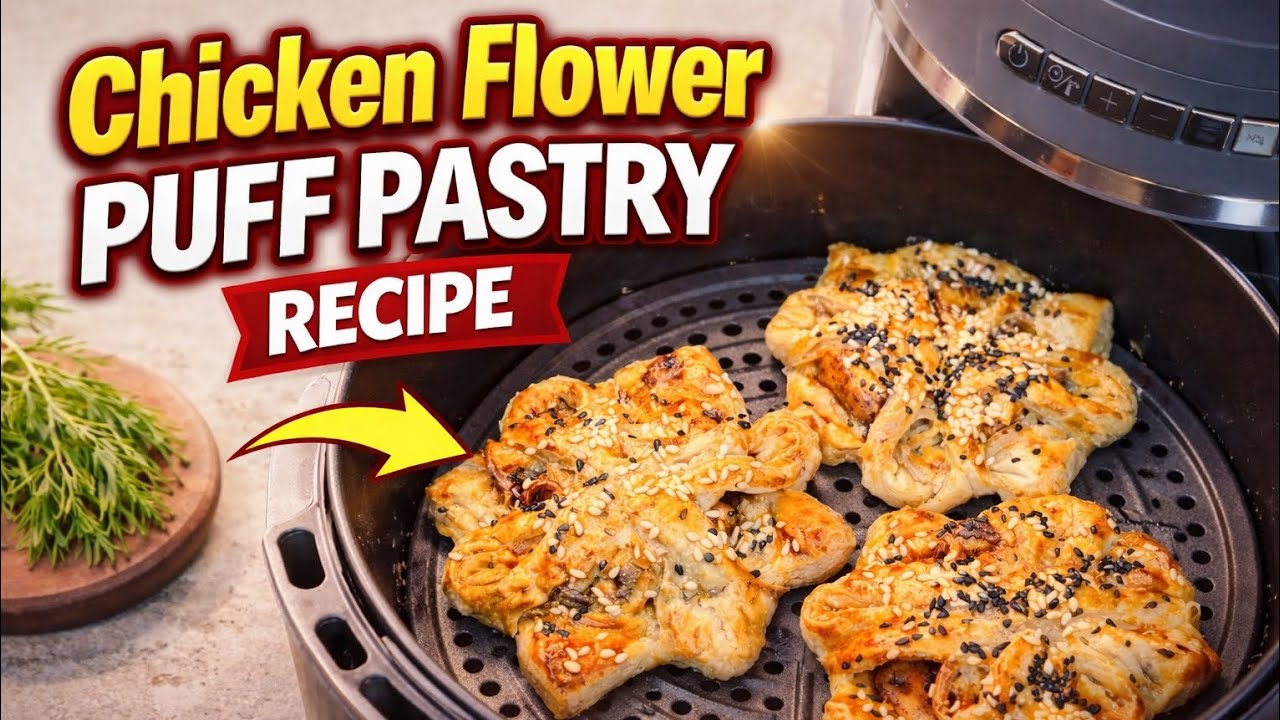 Crispy Chicken Flower Puff Pastries | Ramadan 2026 Make and Freeze Recipe | Air Fryer Option!​