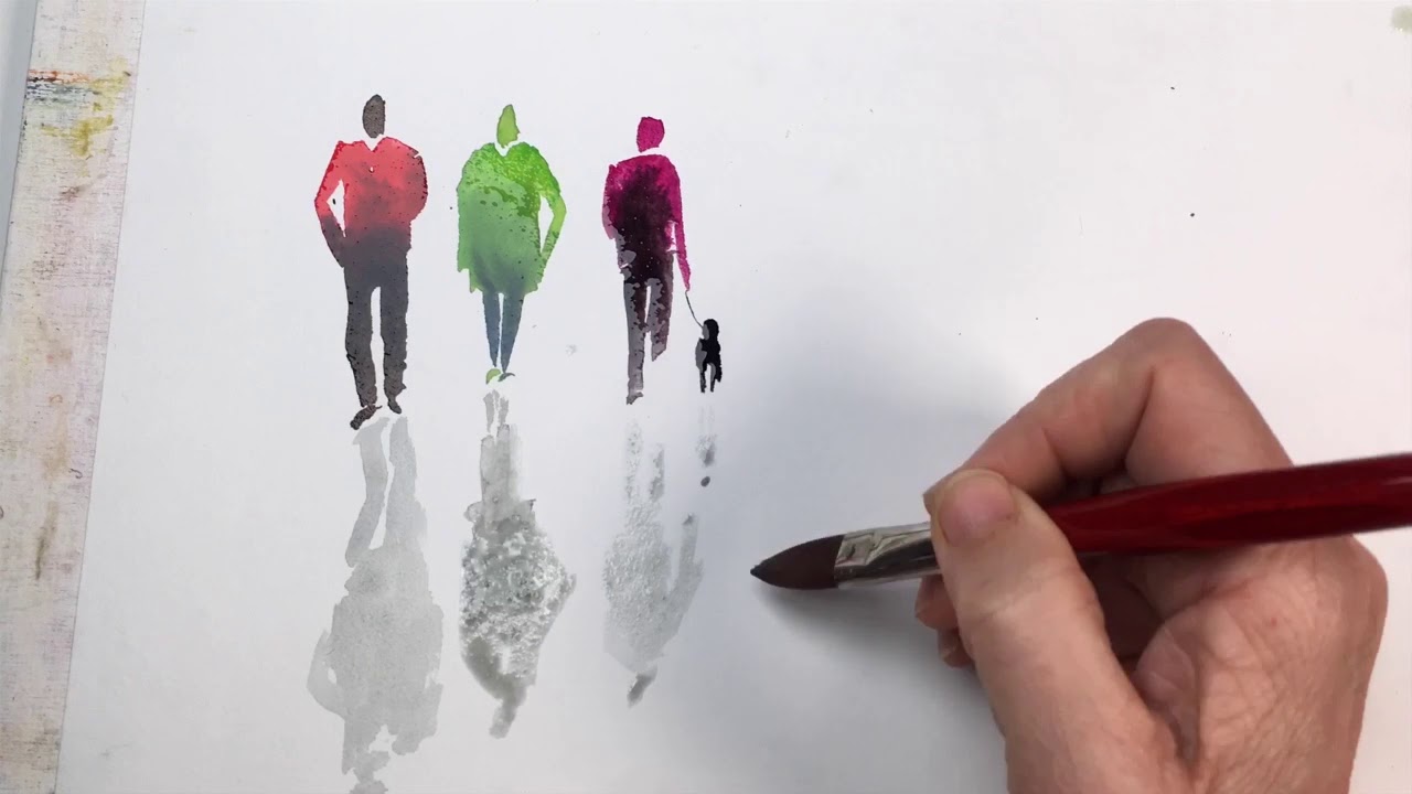 Grundlagen Aquarell Malen 5, Menschen 2 I Menschen in Bewegung, Schattenwurf.