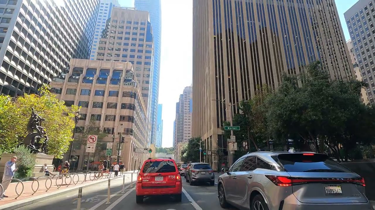 4k A calm drive through the streets of San Francisco, capturing everyday city life, architecture