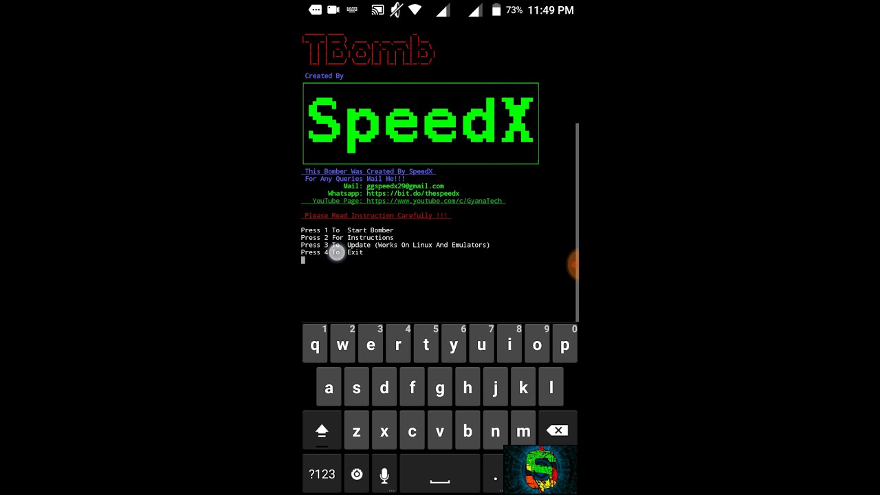 TBomb - SMS Bomber - Bomb Any Number LATEST International Trick