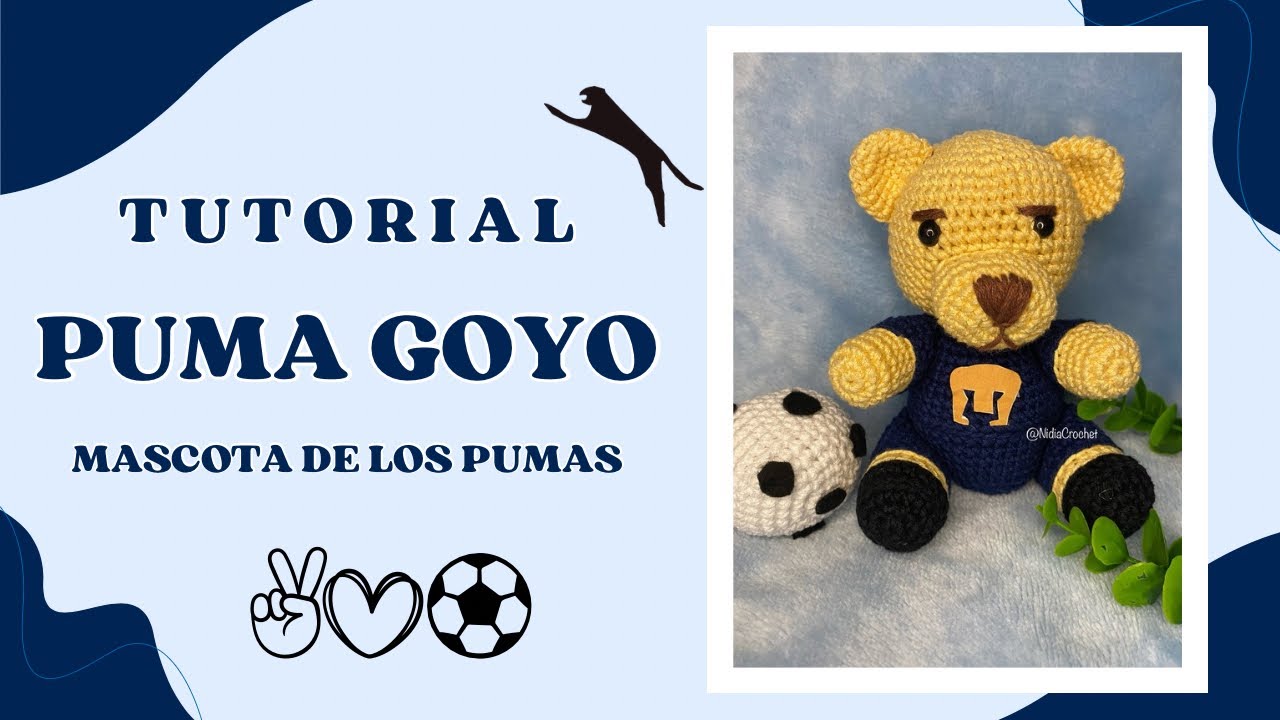 Puma Goyo a Crochet 🧸 1/3 Cabeza - Mascota de los Pumas - Tutorial