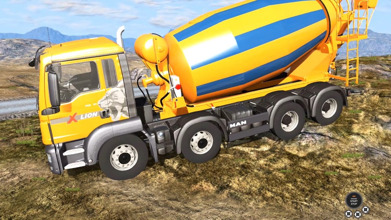 BeamNG Drive - 8x4 MAN TGS Concrete Truck on the Test Area 54 Map Part 1