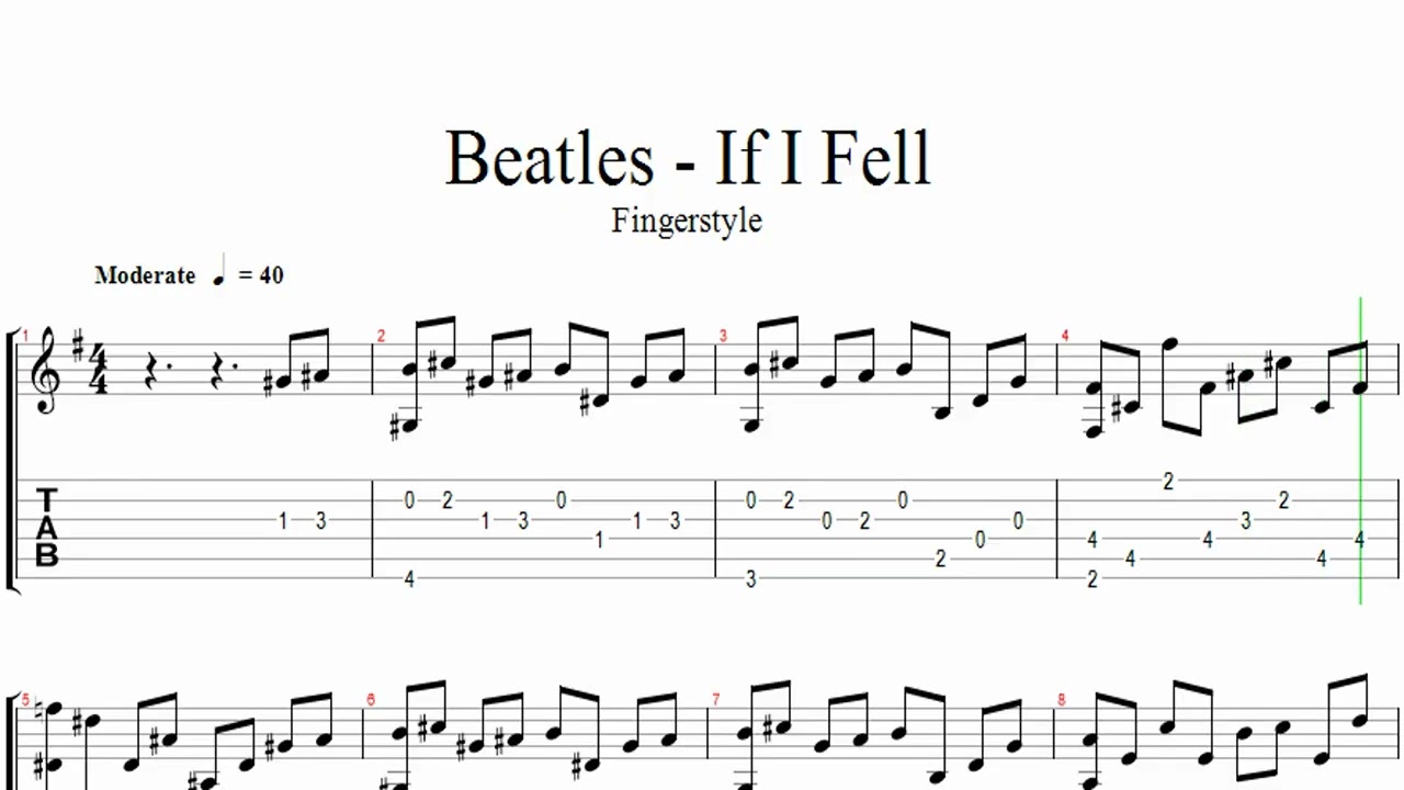 Beatles If I Fell (fingerstyle) - Tab