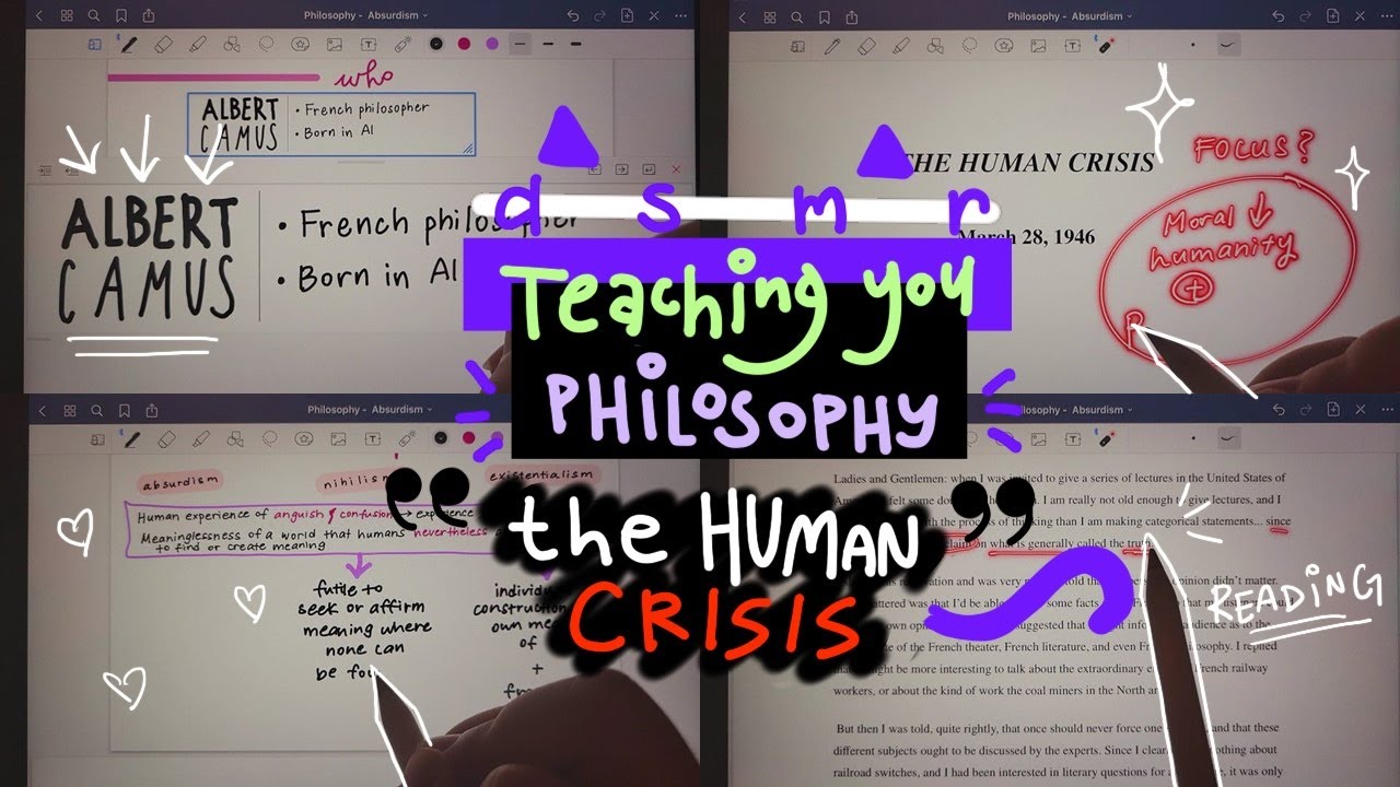 ASMR Teaching you Philosophy ✨The Human Crisis | iPad writing sounds, whispering, mouth sounds