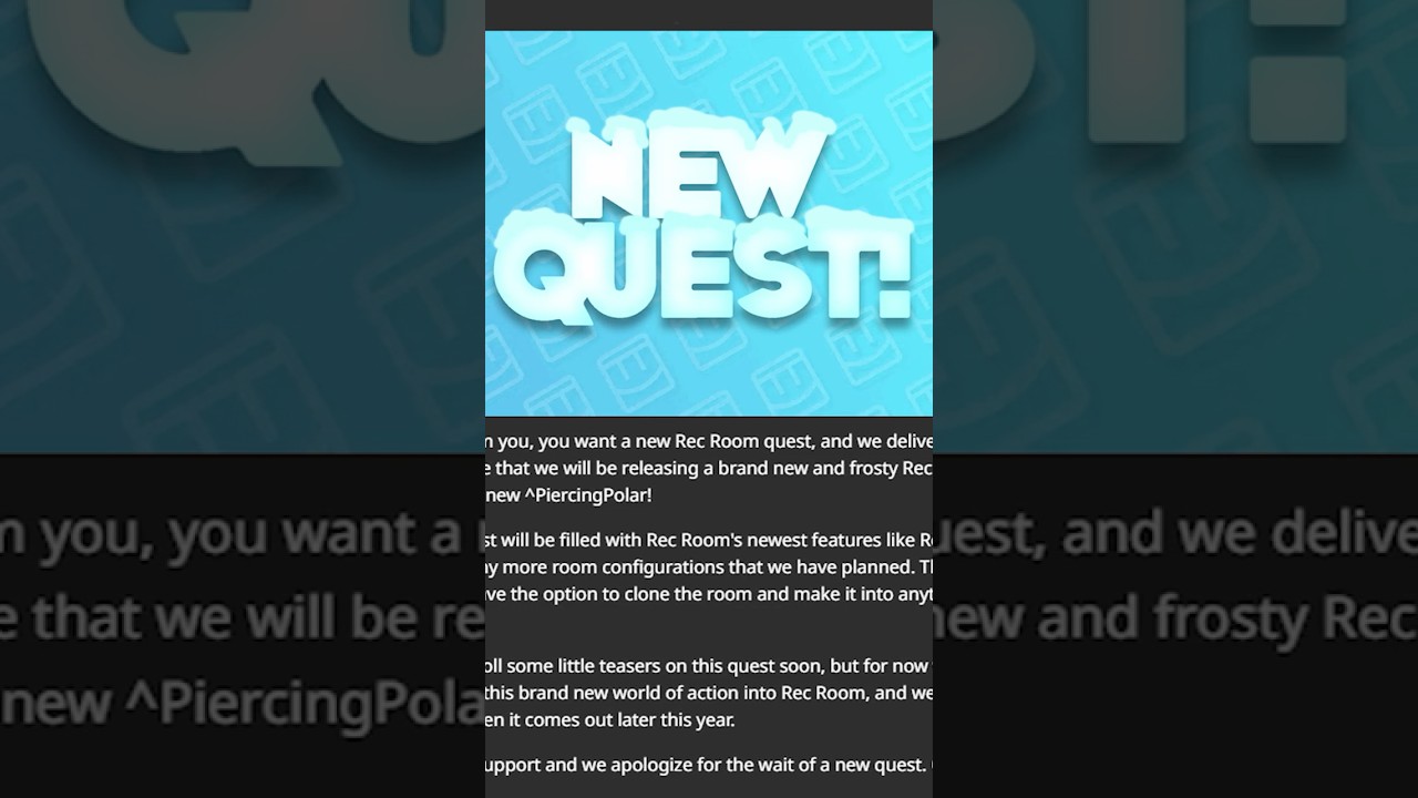 Rec Room is Releasing a BRAND-NEW QUEST!?!  #recroom #vr #recroomvr