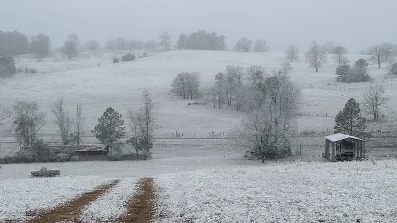 Narrow swath of Aiken County sees snow Sunday morning
