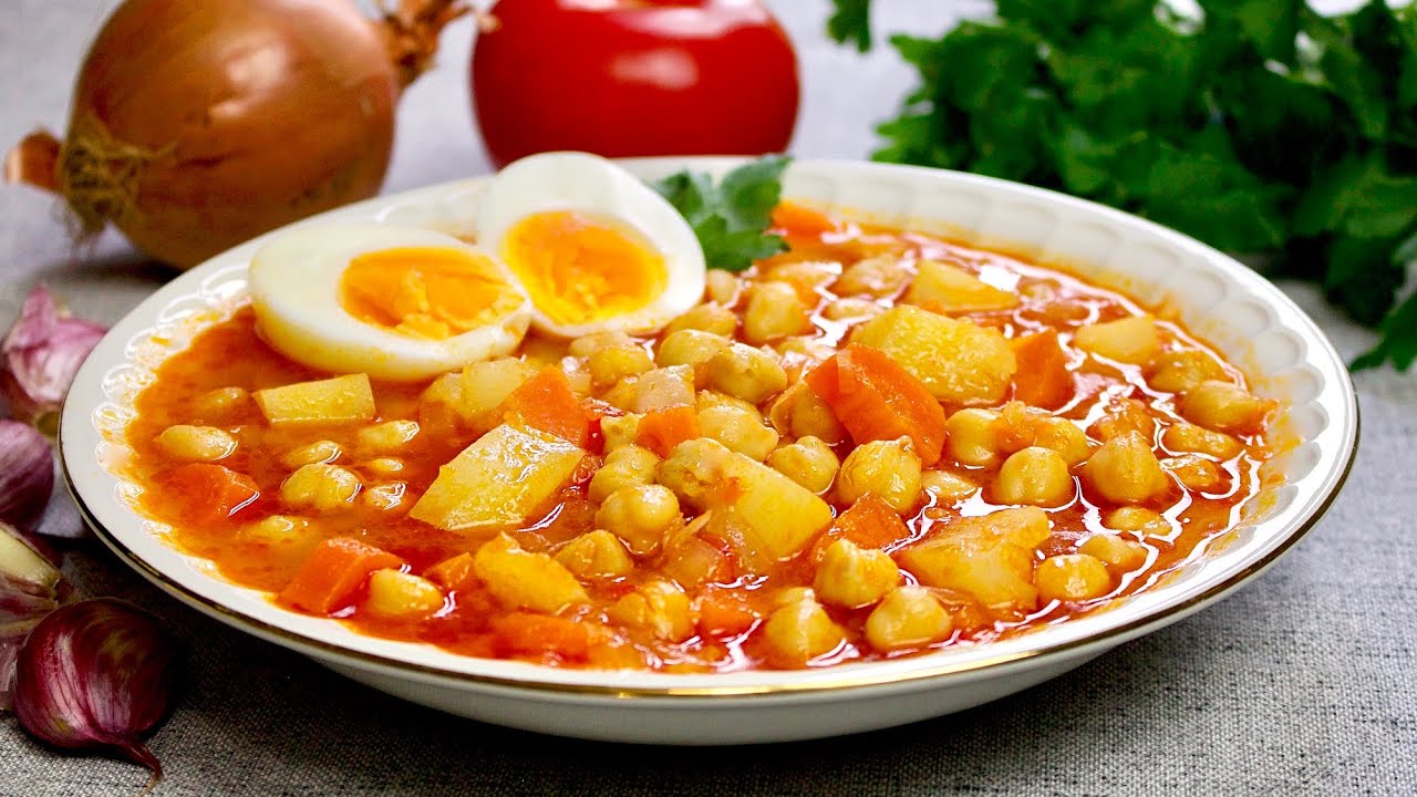 Суп из нута и овощей по-испански. Средиземноморская кухня.
