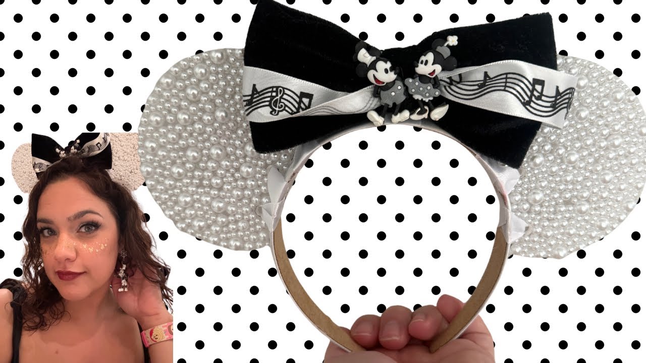 DIY No Sew Pearl Mickey Ears | WITH Removable Bow | Steamboat Willie Inspired