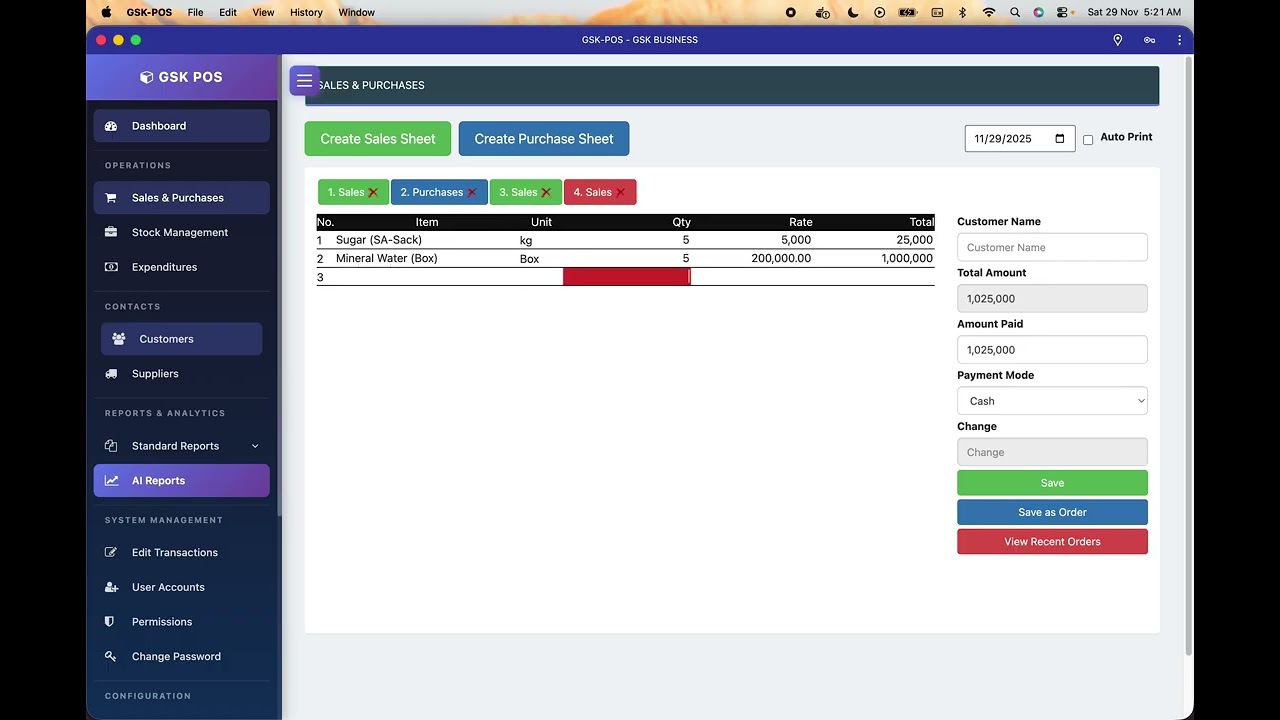 GSK POS v26. Learn how to make Sales and Purchases.