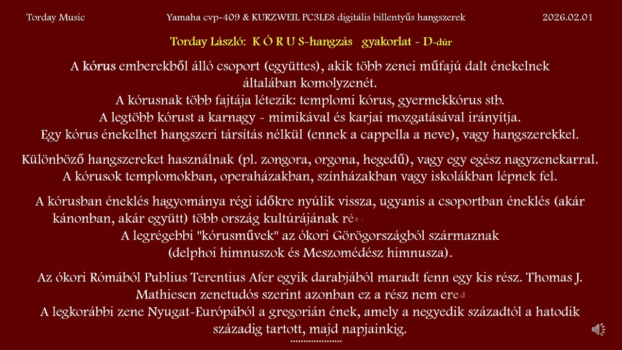 Kórus gyakorlat D dúr