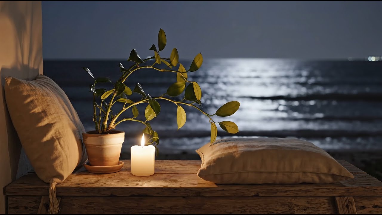 Gentle Jazz Notes Serene Night Atmosphere by the Sea