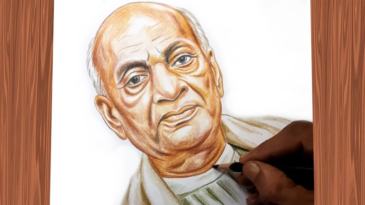 Sardar Vallabhbhai Patel Drawing🙏 | Sardar Patel color drawing Easy | Statue of Unity drawing
